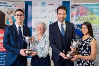 Young Female of the year  Lilly Roy (gymnastics) with Sponsor Alison Wilson, and Guest Speaker Mark Beaumont.
